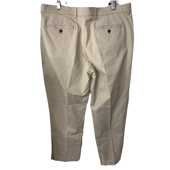 LL Bean Mens Size 36x30 Pants Khaki Tan Flat Front Natural Fit Cotton Stretch - Picture 4 of 12
